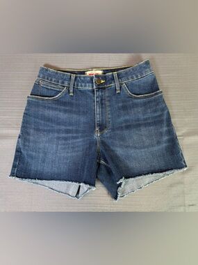 Wrangler Denim Shorts Womens 26 Frayed Raw Hem Blue Stretch Jean Shorts